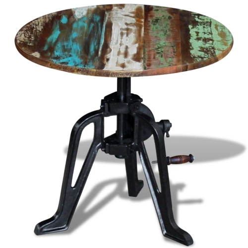 Side table recycled wood and cast iron 60x (42-63) cm