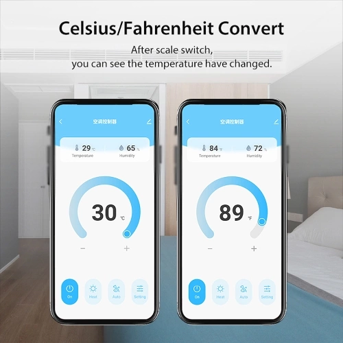 USB Power Supplys Tuya WiFi Intelligent Temperature Humidity Infrared Controller Home Living Room Bedroom Air Conditioner Thermostat LCD Display Screen with Backlight APP Remotes Control