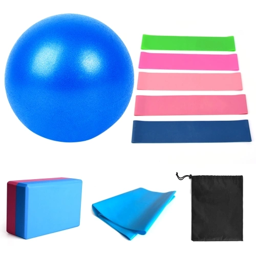 11pcs Yoga Ball Set with Yoga Block Resistance Bands Fitness Stretching Strap Yoga Pilates Equipment