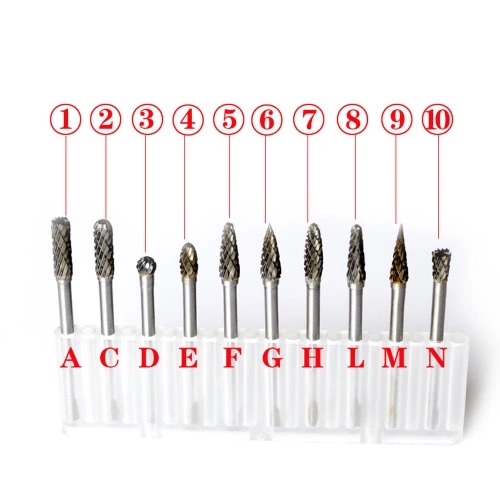 Electric Grinding Accessories 10pcs 0.12*0.24inch Tungsten Steel Carbide Milling Cutter for Rotary Burr Tool Set CNC Engraving