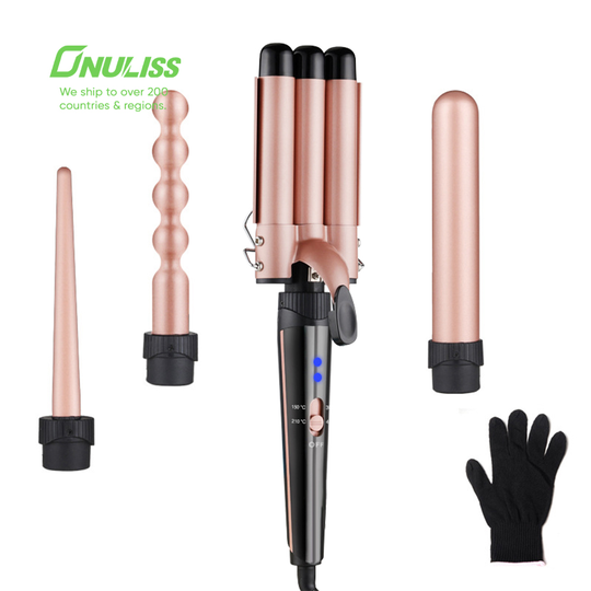 Home Use Three barrel Ceramic Ionic Big Wave Curler Automatic Curling Iron with Triple Barrel Hair Waver Hair Curler