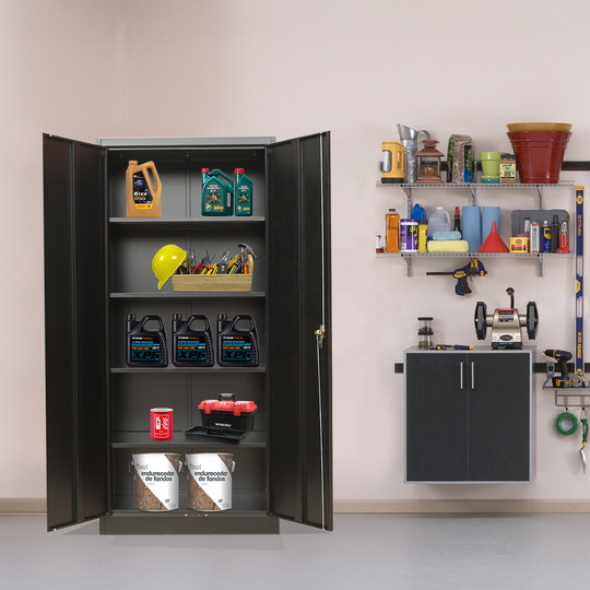 Metal Cabinet Manufacturer Mail Order Package 4 Adjustable Shelves Iron Cupboard 2 Doors Metal Office Storage Filing Cabinets