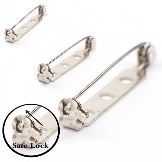 30pcs/bag White K Plated Iron Brooch Base Back Bar Badge Holder Safe Lock Pins DIY Jewelry Findings Accessories