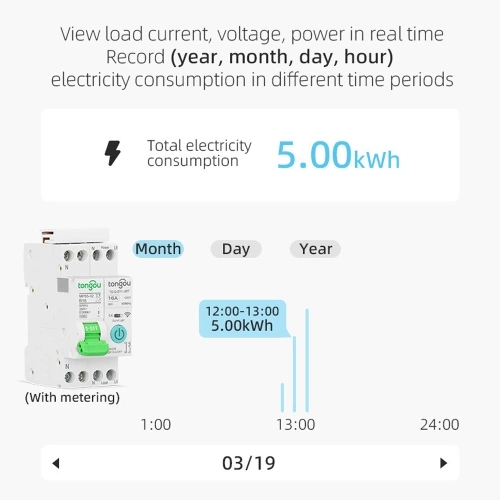 Tuya Wifi Intelligent Circuit Breaker Compatible with Alexa Google Home Voice Control 32A (with Metering Function)