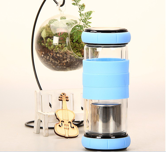 Feiyou Custom Logo Sport Drinking Bottles Eco Friendly Silicone Sleeve Glass Water Bottle with Tea Infuser