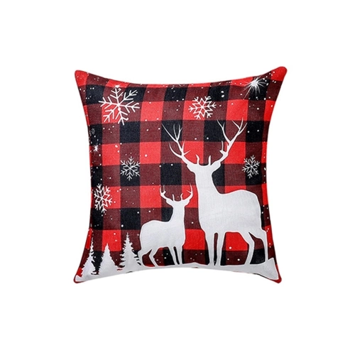 Set of 4 Chirstmas Pillow Covers Linen Throw Pillow Case Washable Cushion Cover New Home Office Car Decorative Square 18X18 Inches Xmas Gift