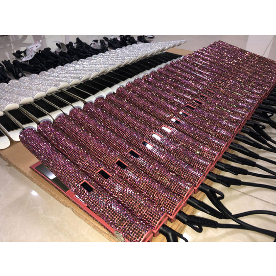 Wholesale Fast Gorgeous Delivery Bling Bling Hair Flat Iron Hair Straightener with Crystal Diamond Bling Flat Iron In Stocks