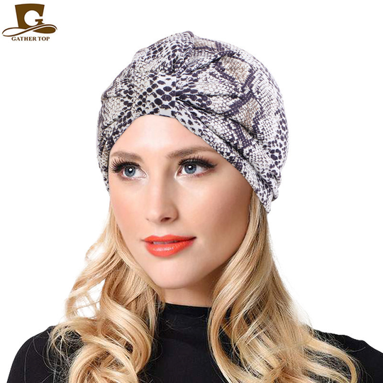 Fashion Headwrap Pre-tied Turban Hat Satin Lined Turban Head Cover Knot Designer Head Wraps For Hair Loss