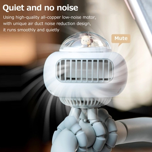 Bladeless Fan 4 Speed Wireless 130° Shaking Head High Wind Mini Flexible Air Conditioner 3600Mah Baby Stroller Octopus Fan Children's Bicycle Clip Fan