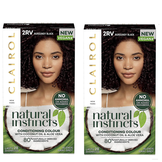 Clairol Natural Instincts Semi-Permanent No Ammonia Vegan Hair Dye Duo (Various Shades) - 2Rv Burgundy Black