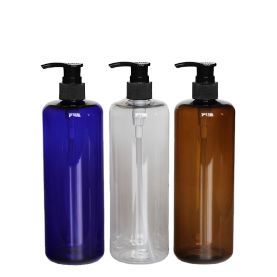 Wholesale Empty Cosmetic Containers 500ml Shampoo PET Plastic Bottles with Black Lotion Pumps