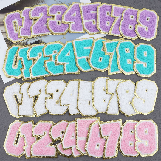 New Design Adhesive Repair Alphabet Sewing Iron On Numbers Chenille Patches Large Number Patch