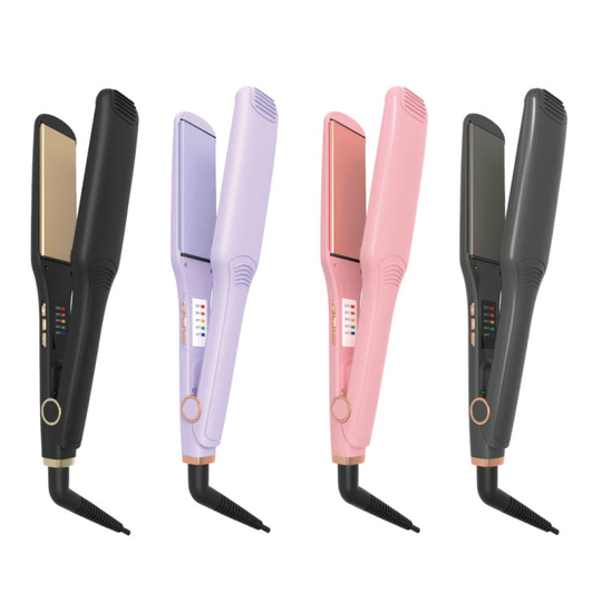 Black Flat iron 450 degrees ionic 1 inch Wide LCD Ceramic Tourmaline NanoTitanium Plate Flat Iron