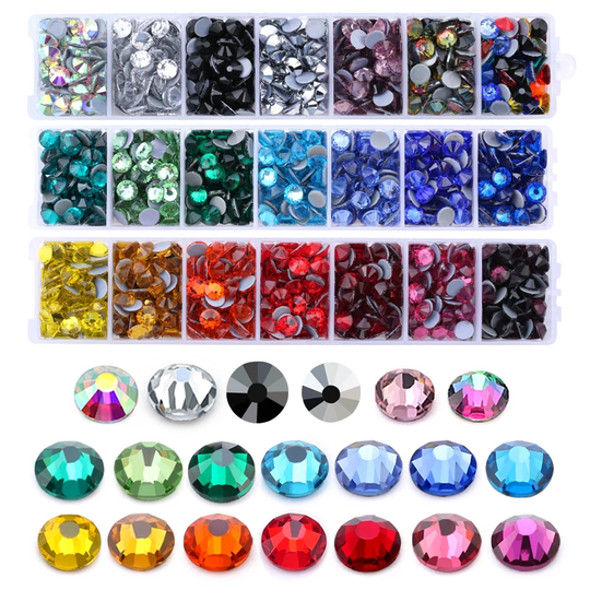 QIAO New Set SS6-SS30 Hot fix Rhinestones Hotfix Crystal Glass Eco-friendly Rhinestone Iron-on Garment Bags Strass