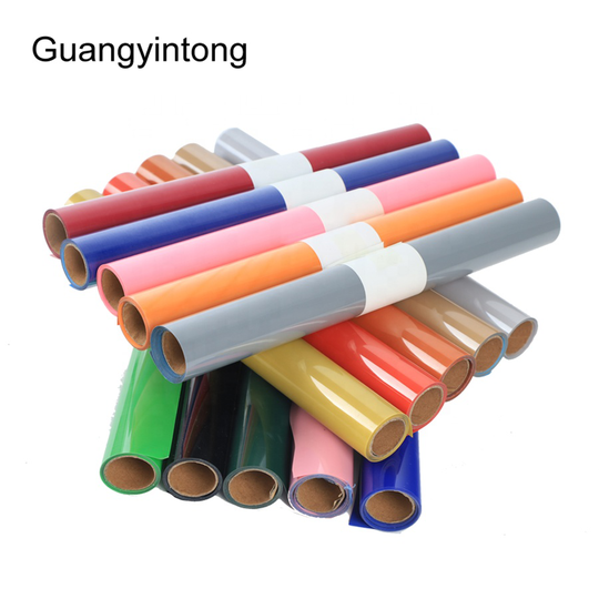 Guangyintong PVC Glossy Heat Transfer Vinyl Small Rolls Heat Press Vinyl With Iron Best Htv For Shirts Applying Iron On Vinyl