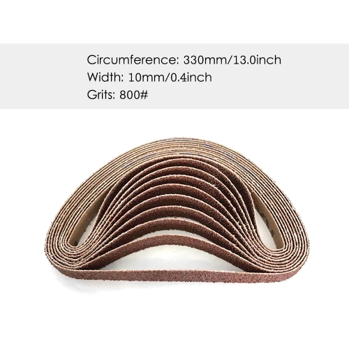 10pcs 10x330mm Abrasive Sanding Belts 800 Grit Sanding Grinding Polishing Tools for Sander Power Rotary Tools
