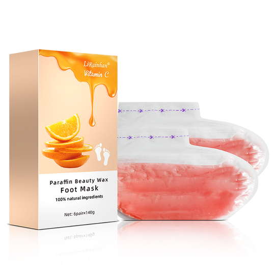 Vitamin C Paraffin Beauty Wax Foot Mask 100% Natural Ingredients Replenish Water Brighten Lighten Lines Vitamin C Foot Mask