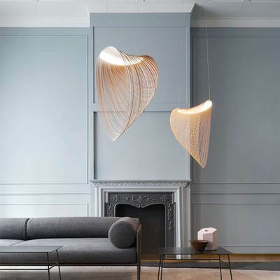 modern simple art design indoor decorative 40cm 60cm 80cm iron wooden acrylic chandelier