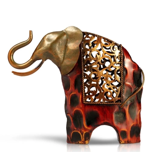 Tooarts Carved iron art elephant Metal sculpture Home Decoration