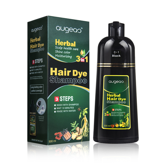 In stock wholesale ammonia free wash 5 minutes fast natural herbal permanent brown 3 in 1 black hair dye shampoo