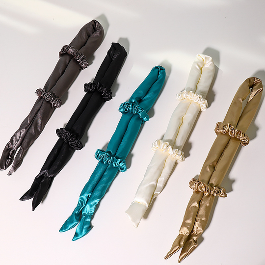 New style hair curler headband colorful foam sponge satin wave headband sleeping no heat curler iron with paper card