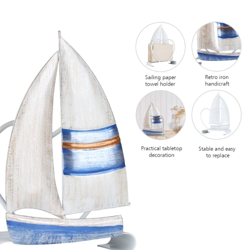 Tooarts Sailing Boat Napkin Holder Iron Napkin Holder Creative Ornament Hotel Paper Case Kitchen Paper Holder Table Decoration and Finishing
