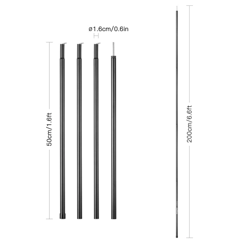 2 PCS/Set Outdoor Tent Canopy Support Rods Awning Frames Accessories