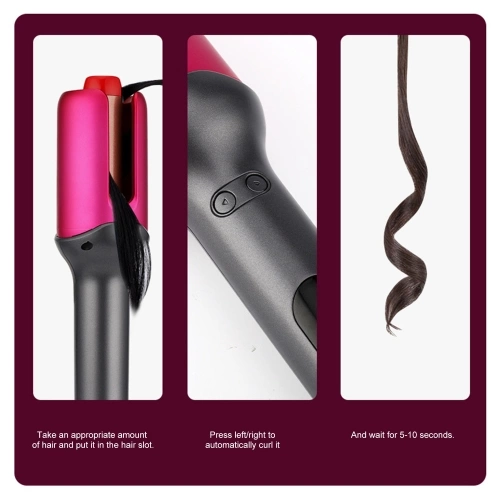 Auto Hair Curler Automatic Curling Iron with 16 Temperature Settings LED Display Portable Ceramic Barrel Hair Curling Wand for Hair Styling