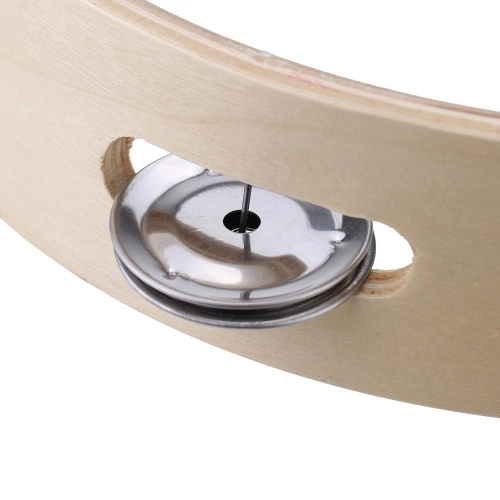 Kids 8" Hand Held Wood Headless Tambourine Bell with Metal Single Row Jingles and Wood Quality Children Educational Musical Percussion Toy for Party Dancing Games