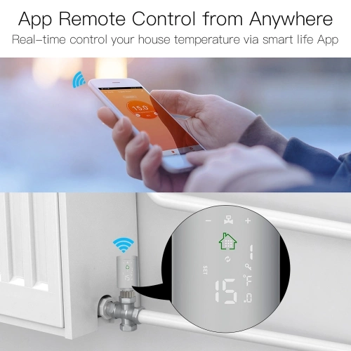 4PCS Tuya ZIGBEE3.0 Intelligent Thermostatic Radiator Valve Programmable Temperature Controller +Tuya ZigBee3.0 Wireless Intelligent Home Gate-way Compatible with Alexa Google Home