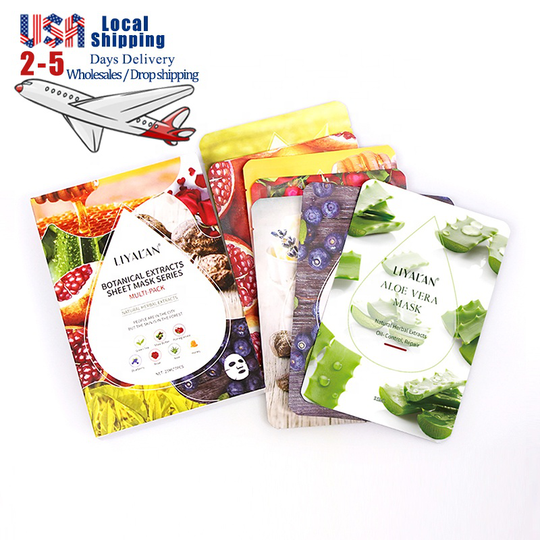7pcs/box Organic Herbal Extract Moisturizing Face Care Mask Mascarillas Faciales Vitamin C Fruit Sheet Facial Maskss