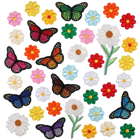 Multicolor Daisy Badge Sunflower Butterfly Mixed Embroidery Cloth Patch Hat Bag Decoration DIY Iron on Patch