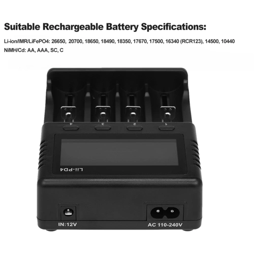 Lii-PD4 Intelligent Battery Charger Smart Charger w/ 4 Battery Slots LCD Display for Ni-MH Ni-Cd Li-ion Rechargeable Batteries