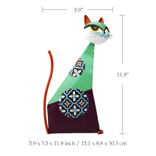 Tooarts Fortune Cat Sculpture (Green) Metal sculptrue Iron sculpture Abstract sculpture Crafting Home furnishing articles Decoration Art