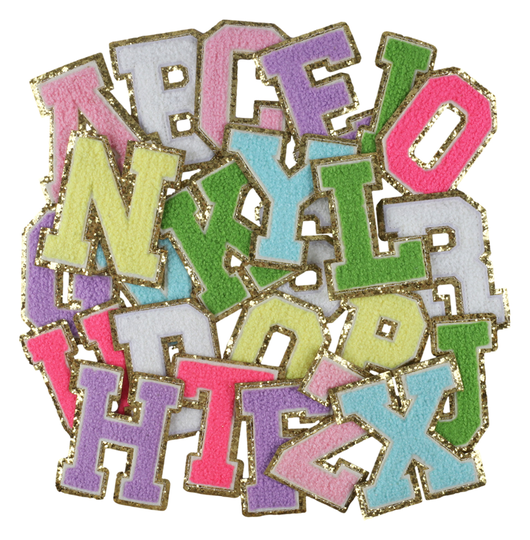 Gold Border Towel Letter Patch Iron On Adhesive Repair Alphabet Sewing Appliques Parches Clothing Chenille Letters Patch