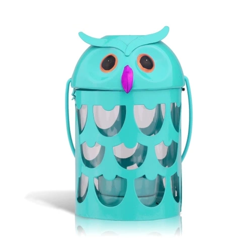 Owl candle holder(light blue) Hurricane lamp Practical ornament Creative ornament Home Furnishing Articles