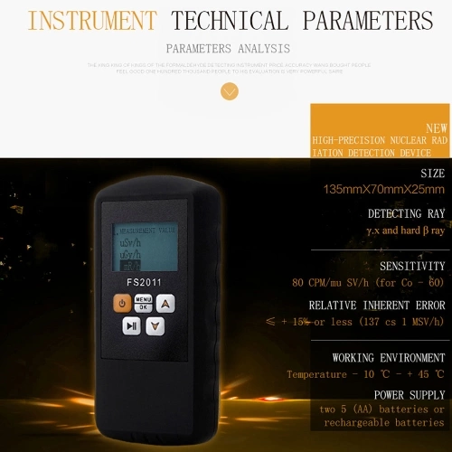 Portable Nuclear Radiation Detector Geiger Counter Digital Large Screen Nuclear Radiation Detect Device X, r and hard β ray Detecting Tool
