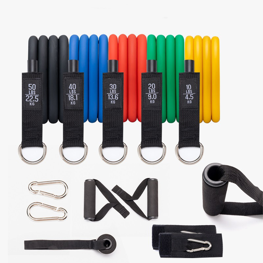 11PCS Elastic TPE Latex Resistance Band sets Strength Training Workout Resistance Bands Sets For Legs And Butt Exercise