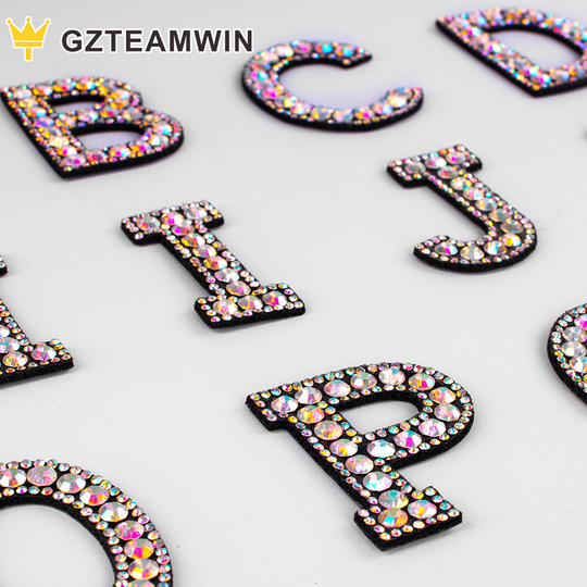 A-Z Rhinestone iron on patches letters Applique 3D Iron On letters Patch For Clothing Badge Paste For Clothes Bag Shoes