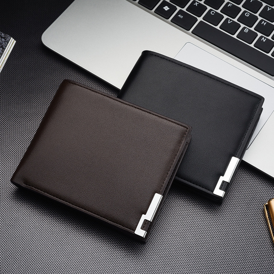 Wholesale Amazon new men's short wallet iron edge Korean version of the young men's horizontal money clip trend card bag