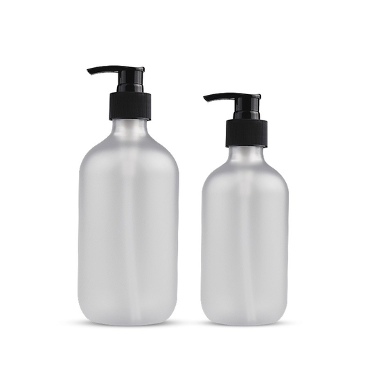 Cheap price cosmetic clear frosted 16oz plastic matte 500ml bottle with black shampoo bottle pump