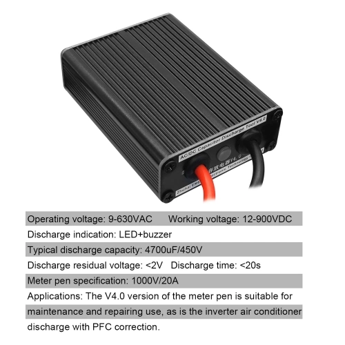 High Voltage Capacitor Discharger 9-630VAC12-900VDC Air-conditioner Discharging Protections Repairing Tools Accessory Quick Discharge Silicone Pen