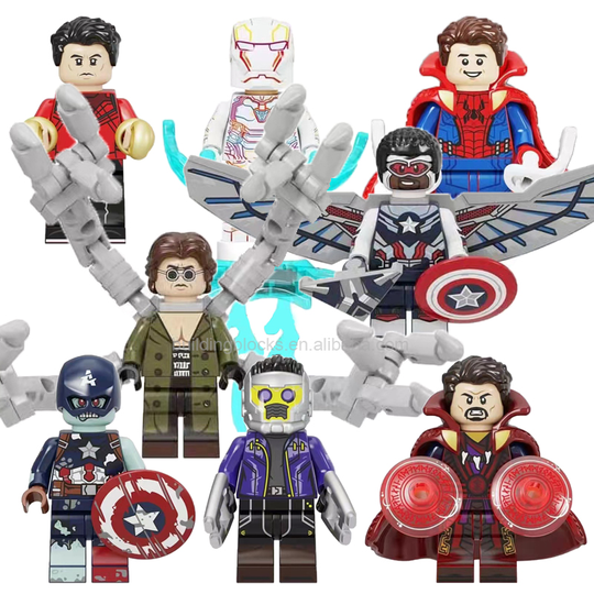 New KF6145 Super Heroes Iron Spider Captain Doctor Octopus Strange Man Character Mini Building Block Figure Educational Toys