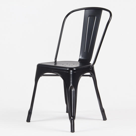 dinning room industrial modern stackable cheap round black steel metal iron dining chair