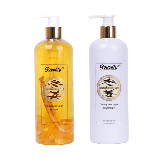 Gouallty Private Label Hair Regrowth Ginger Shampoo and Conditioner Set with Growth Product Ginseng