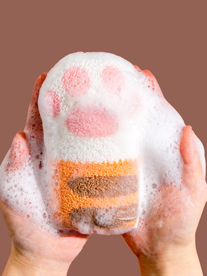 Cat Paw Bath Cotton Bathroom Baby Bath Ball Baby Shampoo Bath Artifact Sponge Child Rub Bath Towel Bath Wipe