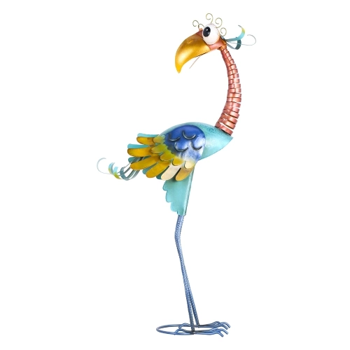 Tooarts 31.2inch Cartoon Toucan Sculpture, Iron Bird Sculpture, Garden Decoration, Standing Animal Ornament, Artwork for Backyard Patio Lawn Green