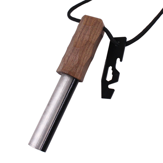 Camping Survival Outdoor Supplies Large Feuerstein Magnesium Fire Starter Ferro Rod Combo with Wood Handle