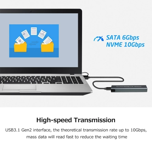 M.2 NVMe&SATA Dual Protocol Mobile Hard Disk Case External SSD Enclosure High-speed Transmission Aluminium Magnesium Alloy Shell