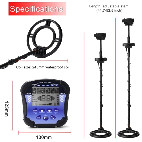 Handheld Portable Metal Finder Quick Metal Finder Metal Detecting Tool Treasure Gold Finder Underground Metal Detector LCD Backlit Screen High Precisions Multipurpose Metal Detector for Adults Kids